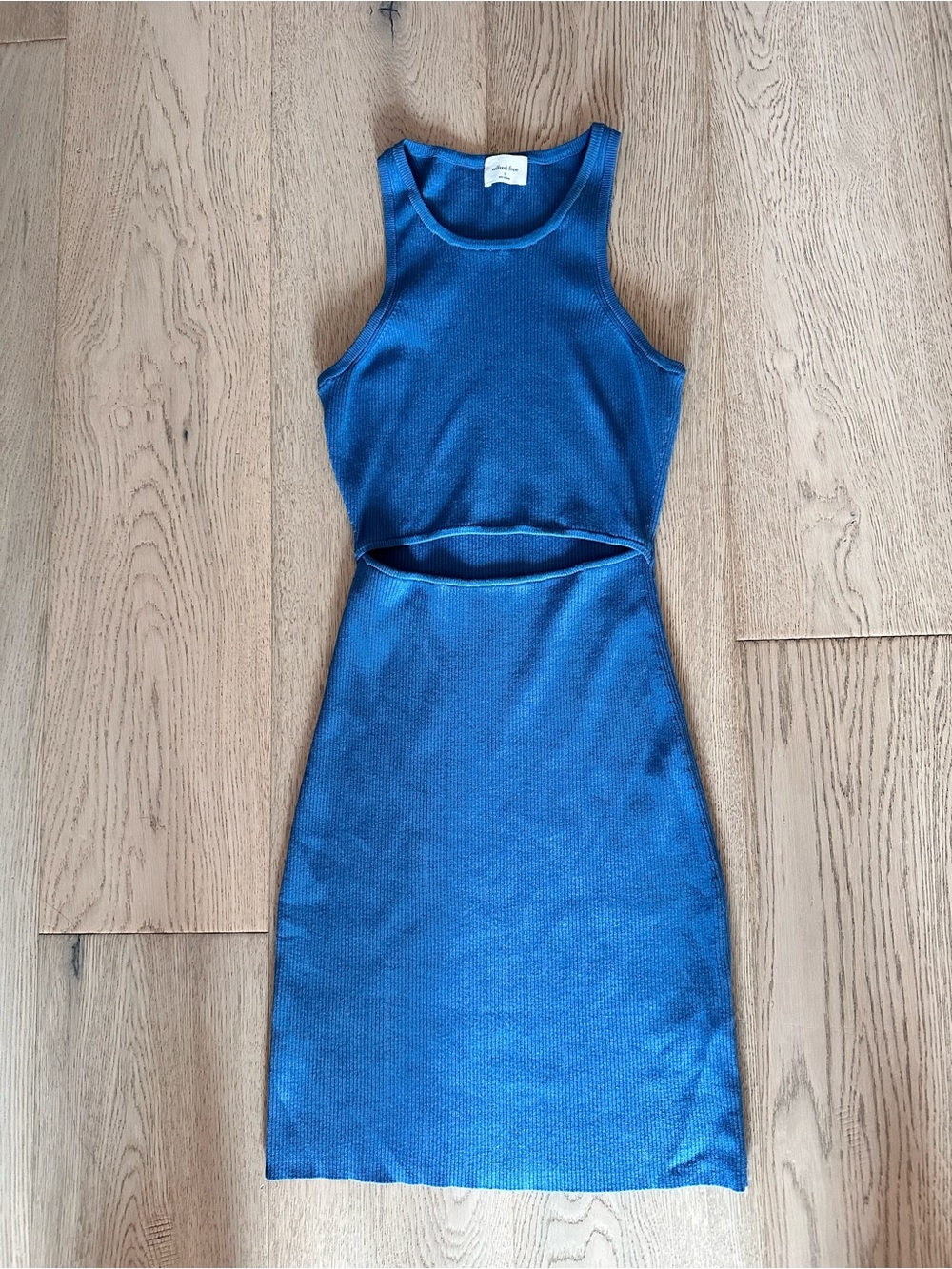 Wilfred Free Blue Cutout Ribbed Mini Dress – Size S